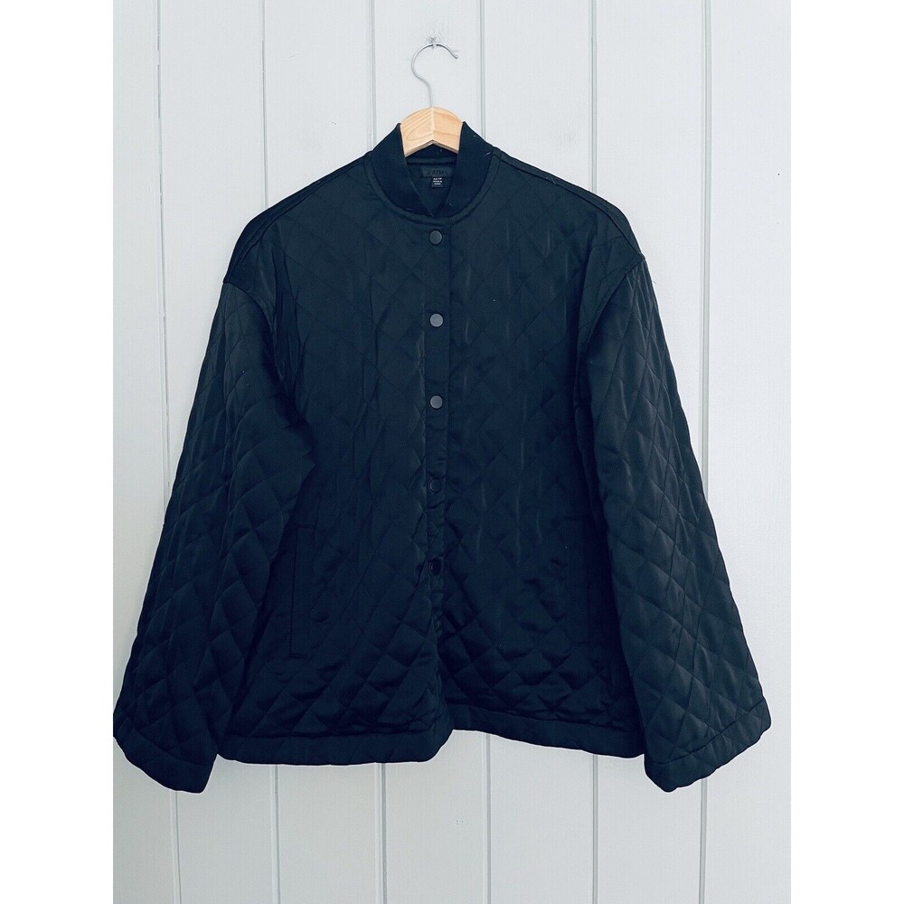 ATM Anthony Thomas Melillo Jacket XS Oversized Boxy Quilted Bomber Black Snap